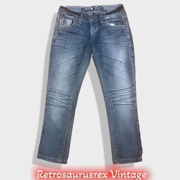 VANILLA Star Crop Stretch Low Rise Skinny Jeans, Size 1 - Picture 4 of 6